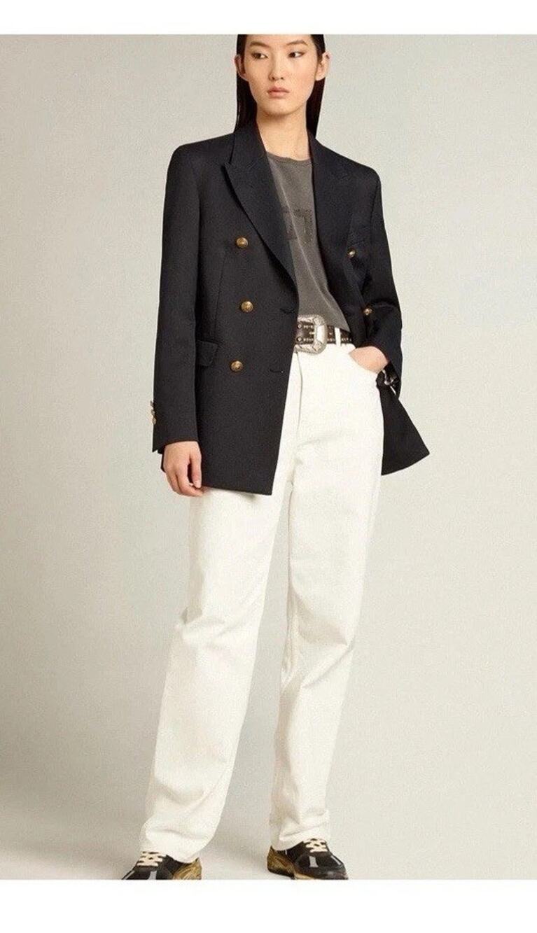 NWT Golden Goose White Jean Pants Kim Long Leg Women Wide Leg Made In Italy 32